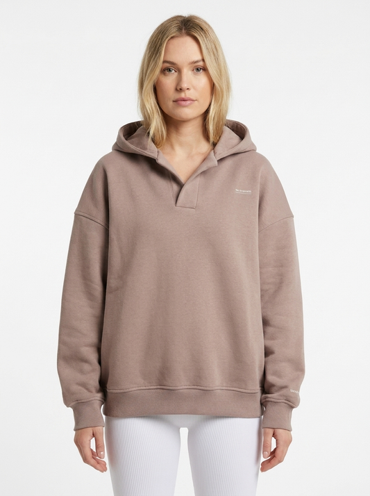 Women's Oversized Collared Winter Hoodie Polo Fleece Pullover