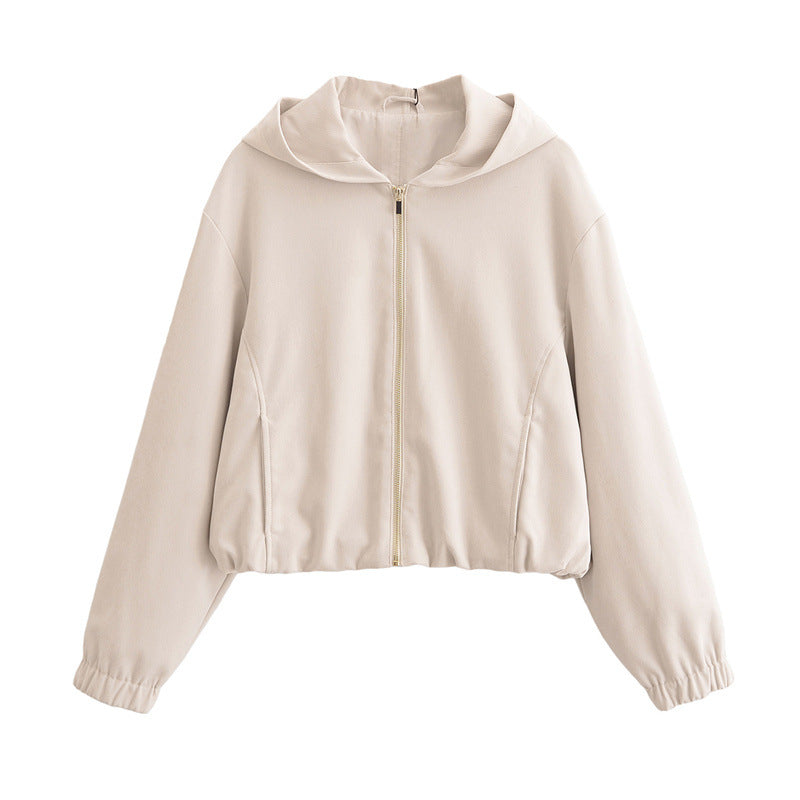 Women's Cropped Hooded Jacket and Wide-Leg Pants Set Loungewear Two-Piece