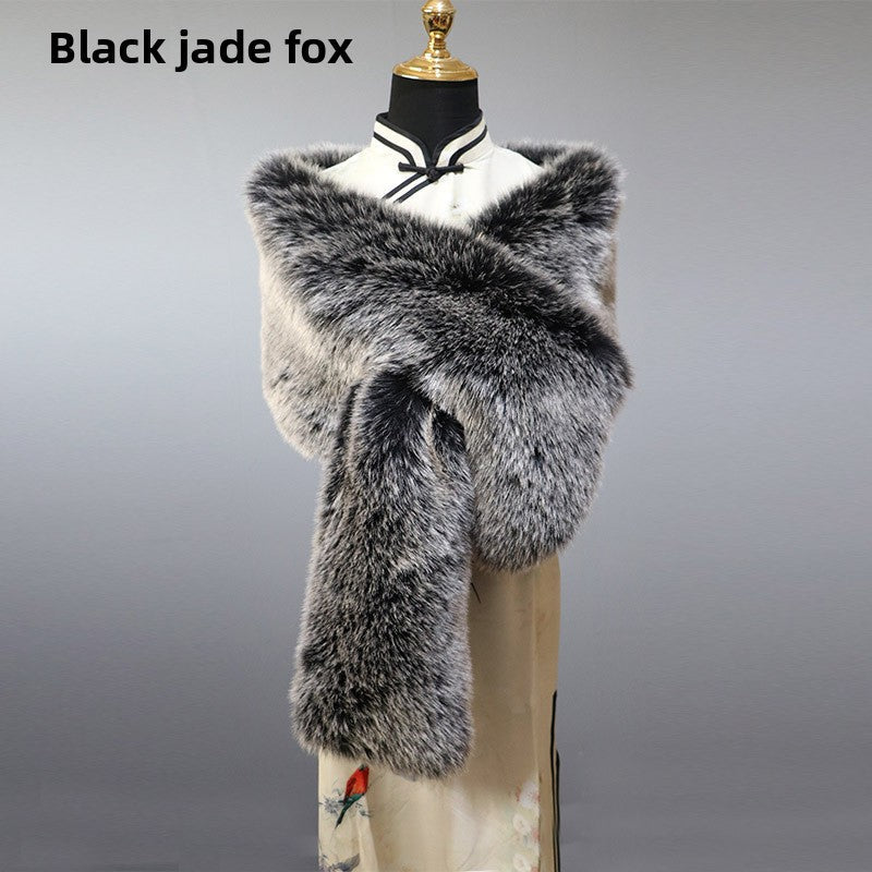 Women's Faux Fur Stole Wrap Crossover Shawl Evening Cape Scarf