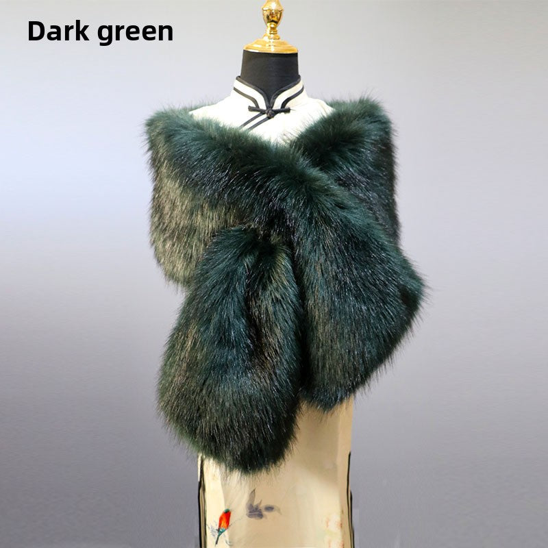Women's Faux Fur Stole Wrap Crossover Shawl Evening Cape Scarf