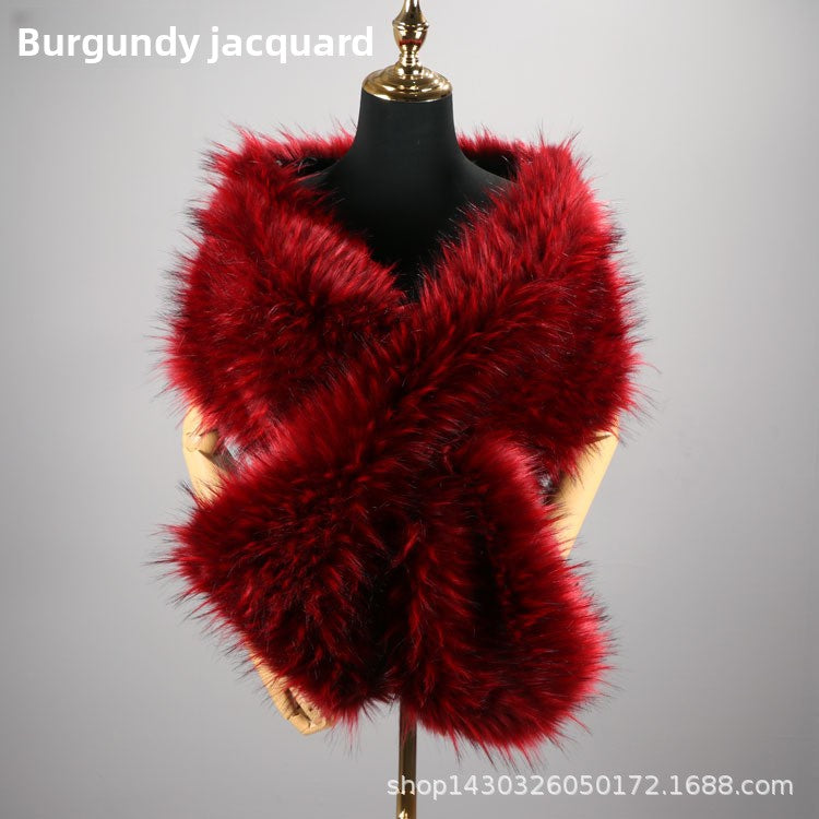Women's Faux Fur Stole Wrap Crossover Shawl Evening Cape Scarf