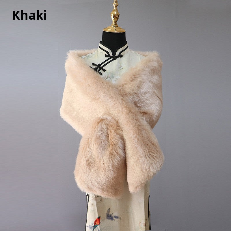 Women's Faux Fur Stole Wrap Crossover Shawl Evening Cape Scarf