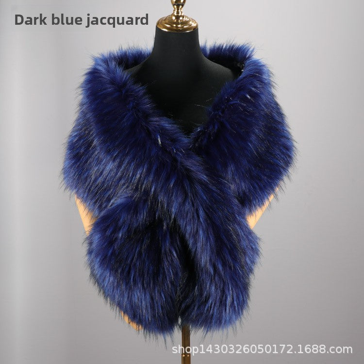 Women's Faux Fur Stole Wrap Crossover Shawl Evening Cape Scarf