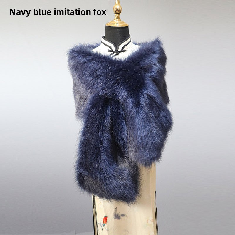 Women's Faux Fur Stole Wrap Crossover Shawl Evening Cape Scarf