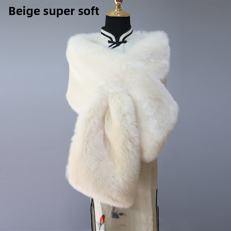 Women's Faux Fur Stole Wrap Crossover Shawl Evening Cape Scarf