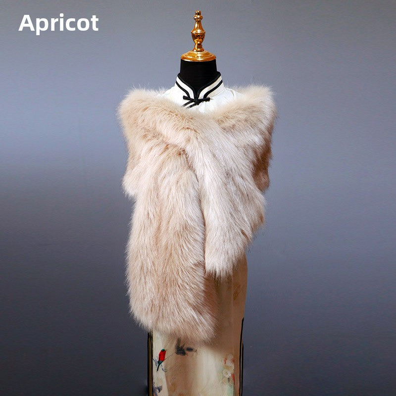 Women's Faux Fur Stole Wrap Crossover Shawl Evening Cape Scarf