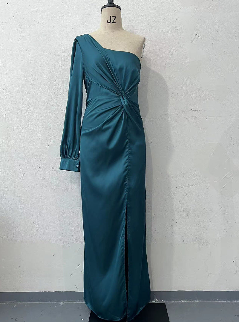 Tight-Waist Split Maxi Dress