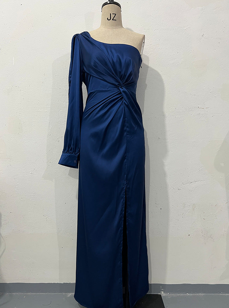 Tight-Waist Split Maxi Dress