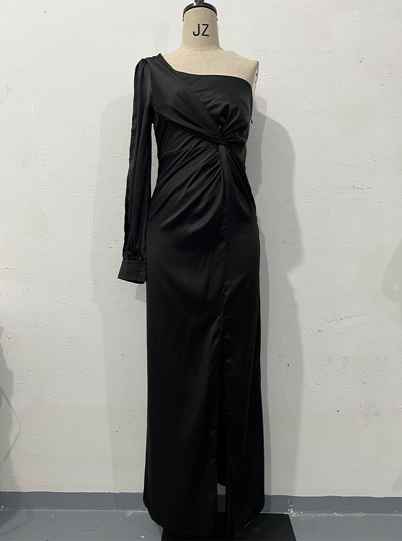 Tight-Waist Split Maxi Dress
