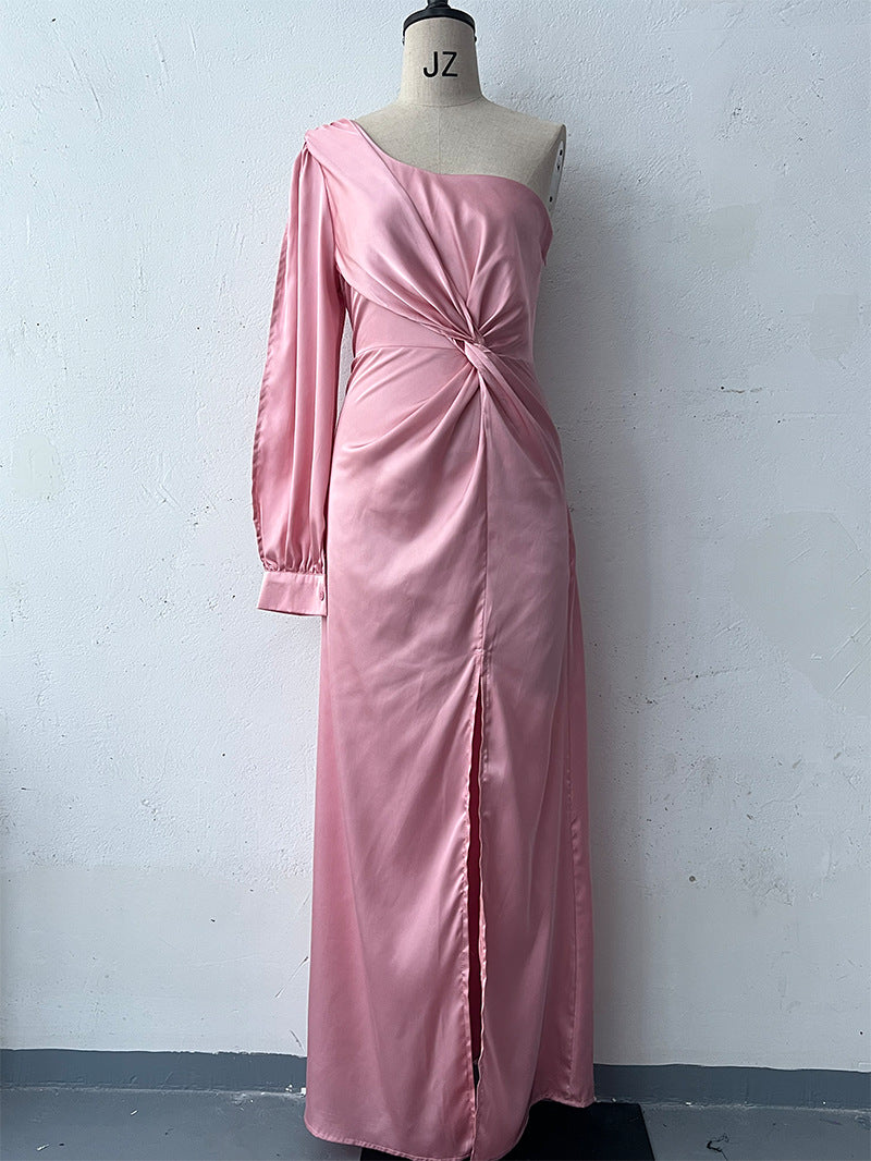 Tight-Waist Split Maxi Dress