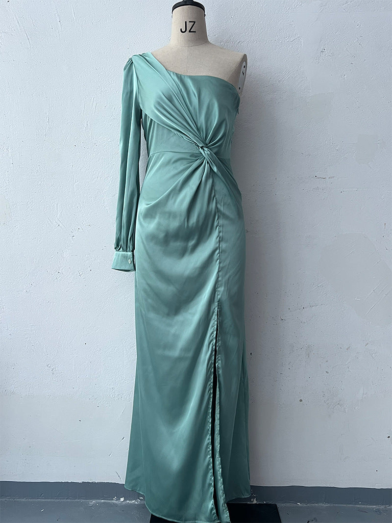 Tight-Waist Split Maxi Dress