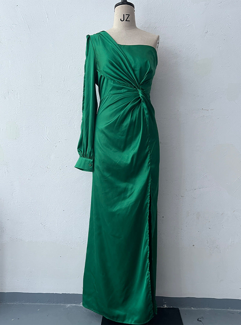 Tight-Waist Split Maxi Dress