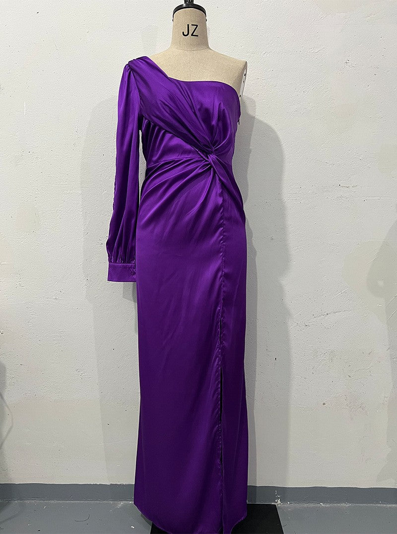Tight-Waist Split Maxi Dress