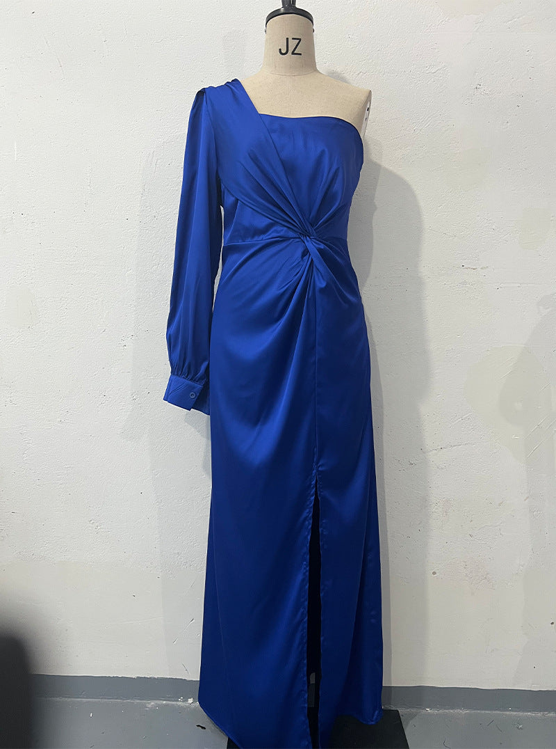 Tight-Waist Split Maxi Dress