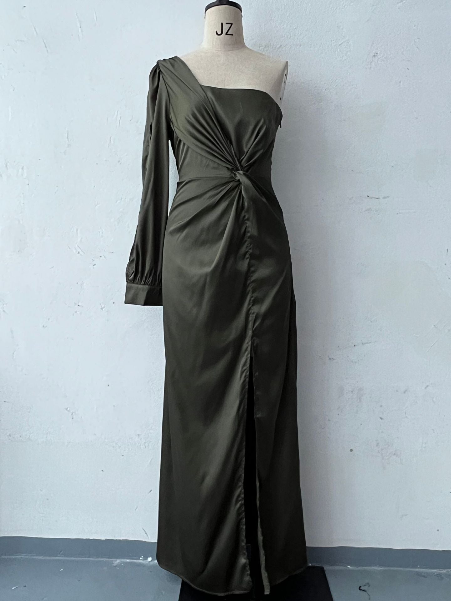 Tight-Waist Split Maxi Dress